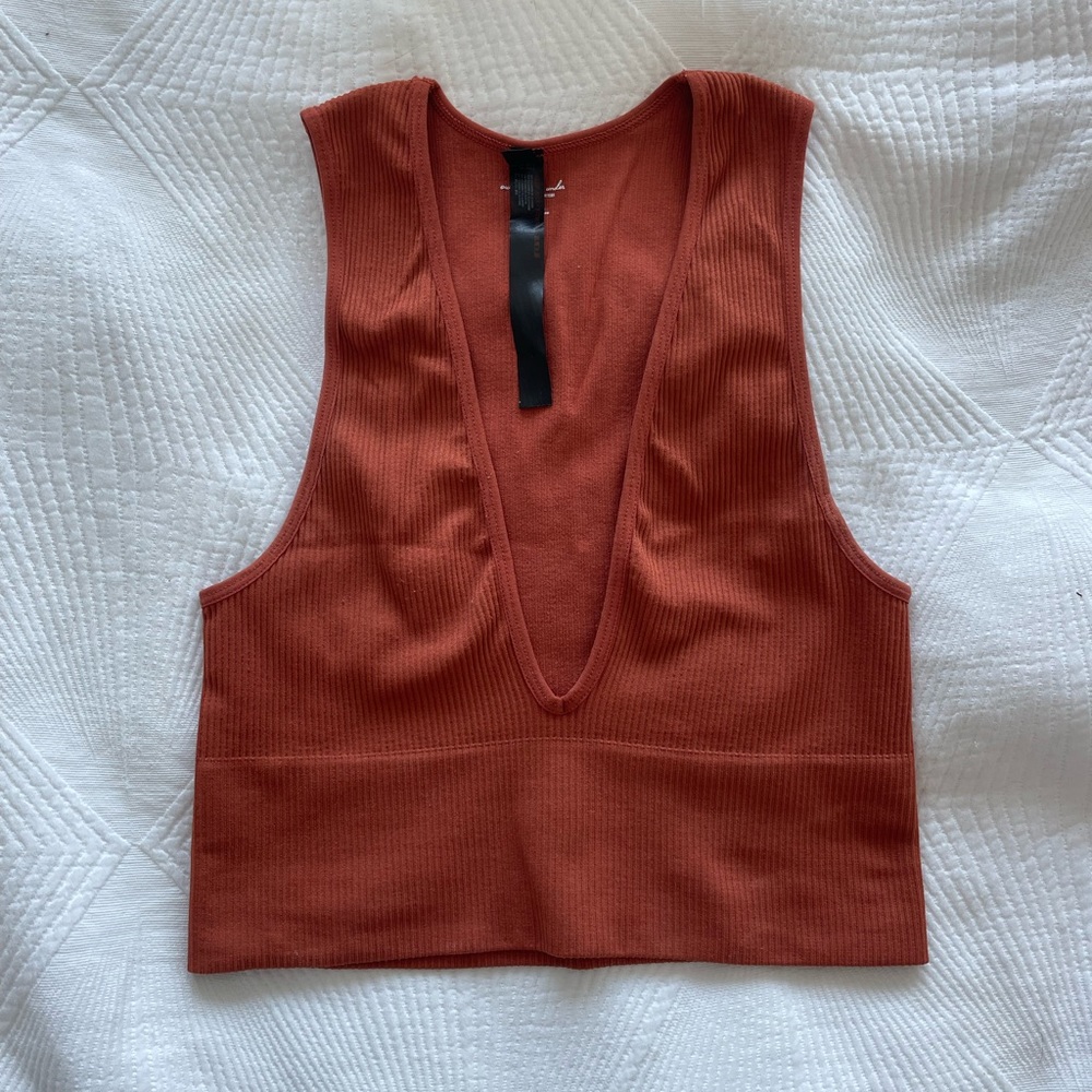 Urban Outfitters out from under ribbed top in rust